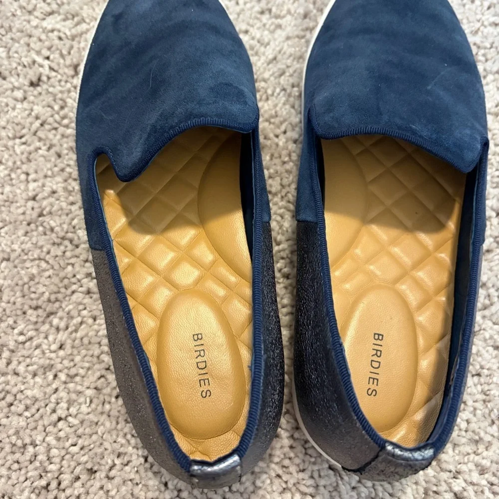 Birdies The Swift Slip-On Sneaker Nigh Sky Suede Metallic